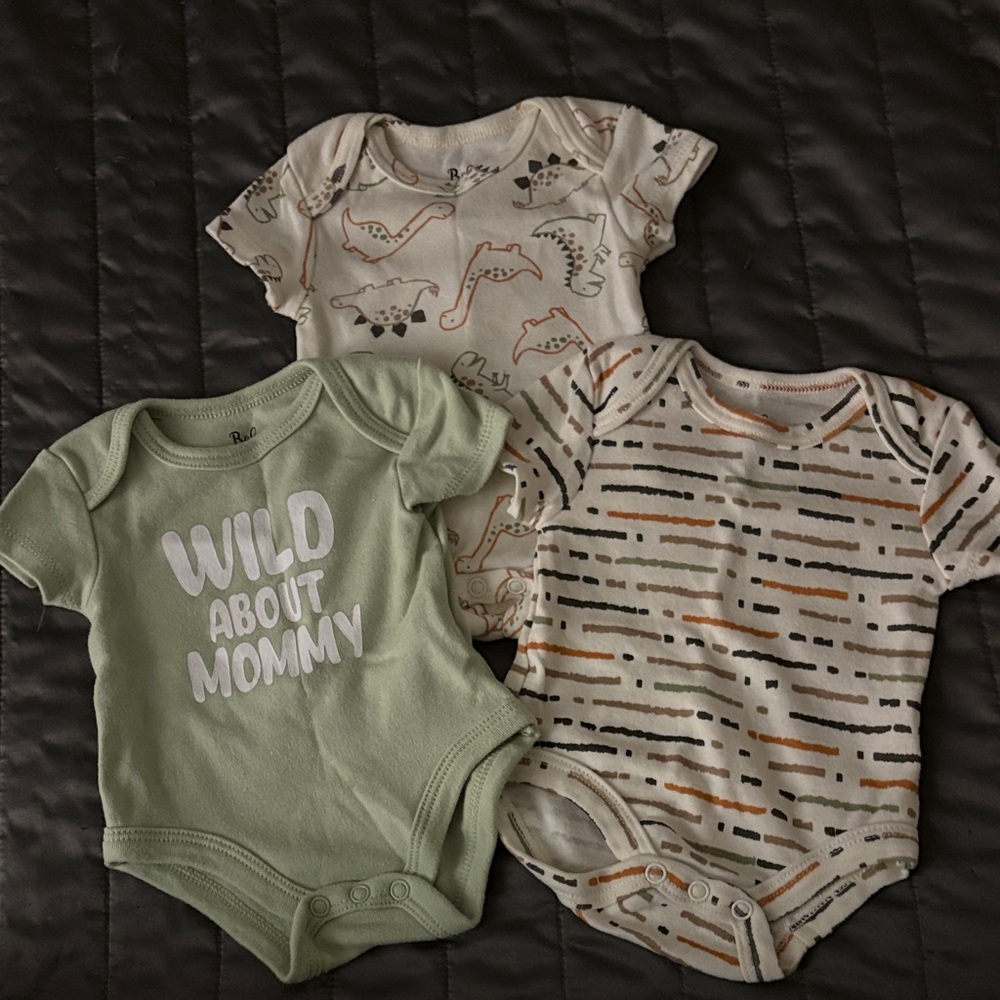 Baby Onesies Set - Green, Cream, and Patterned
